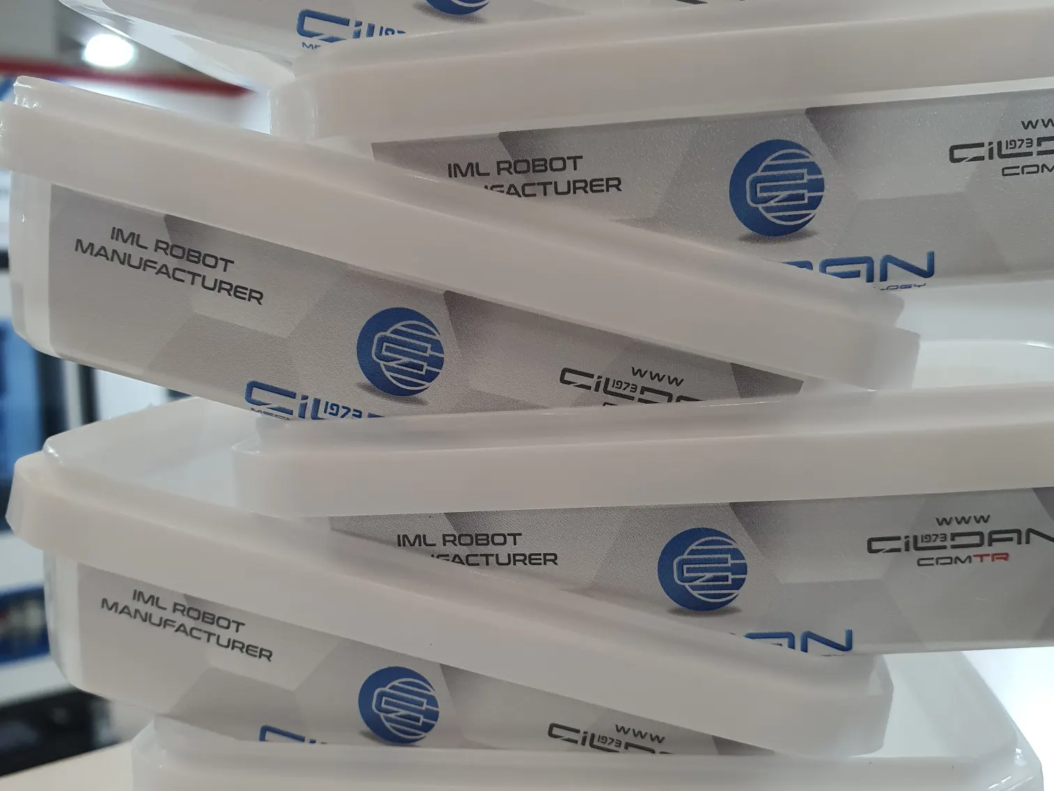 Plastic cases labelled with IML